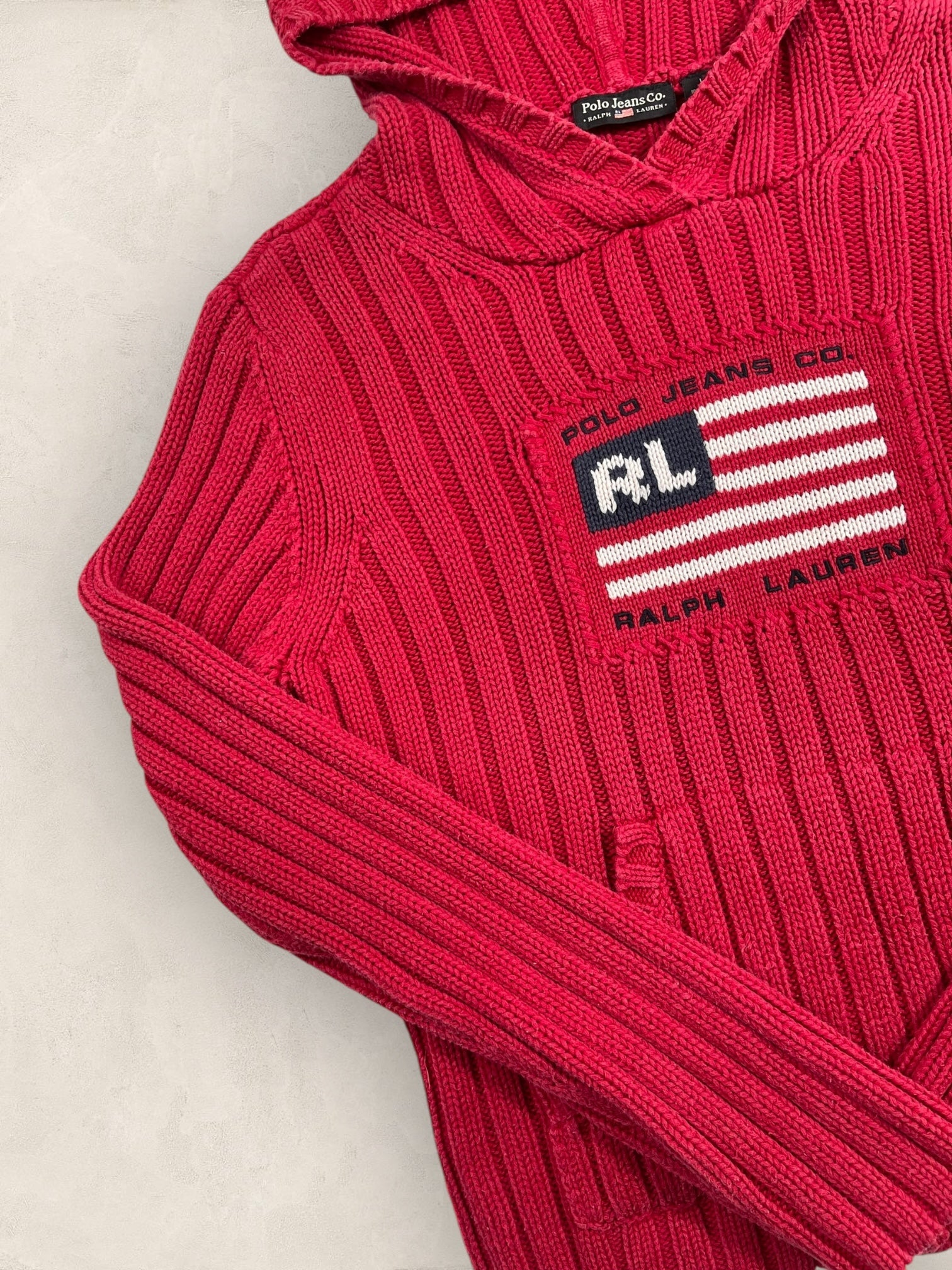 Sweat à capuche Ralph Lauren Flag/Drapeau américain ref: 2584 - ROUGE - L - amifrip - Friperie en ligne et vêtements vintage