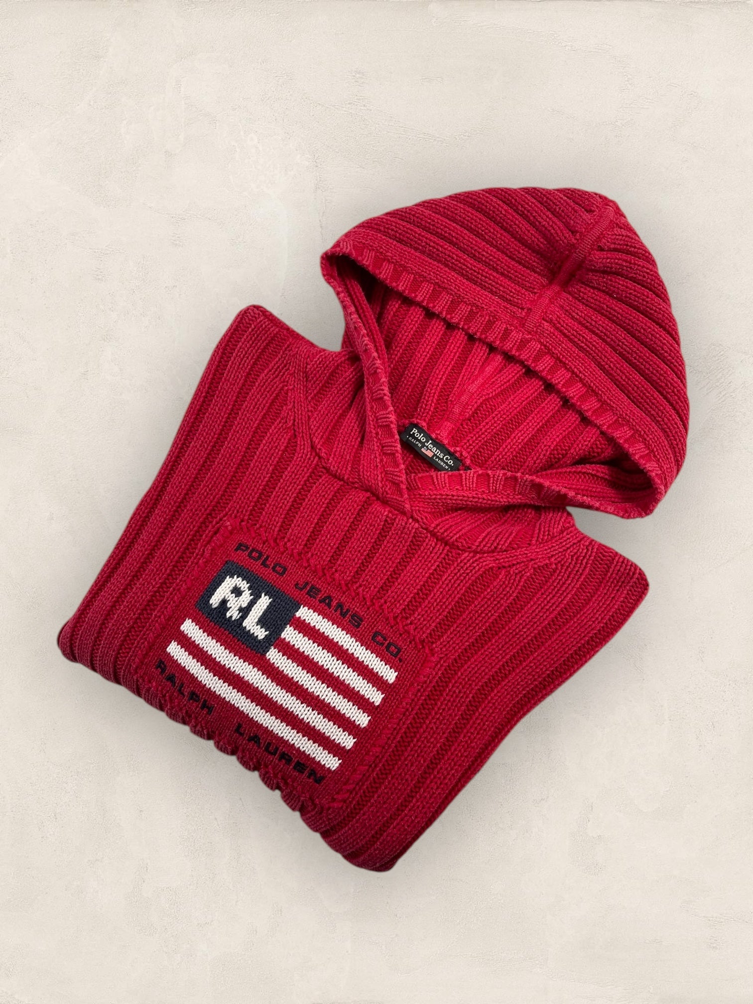 Sweat à capuche Ralph Lauren Flag/Drapeau américain ref: 2584 - ROUGE - L - amifrip - Friperie en ligne et vêtements vintage