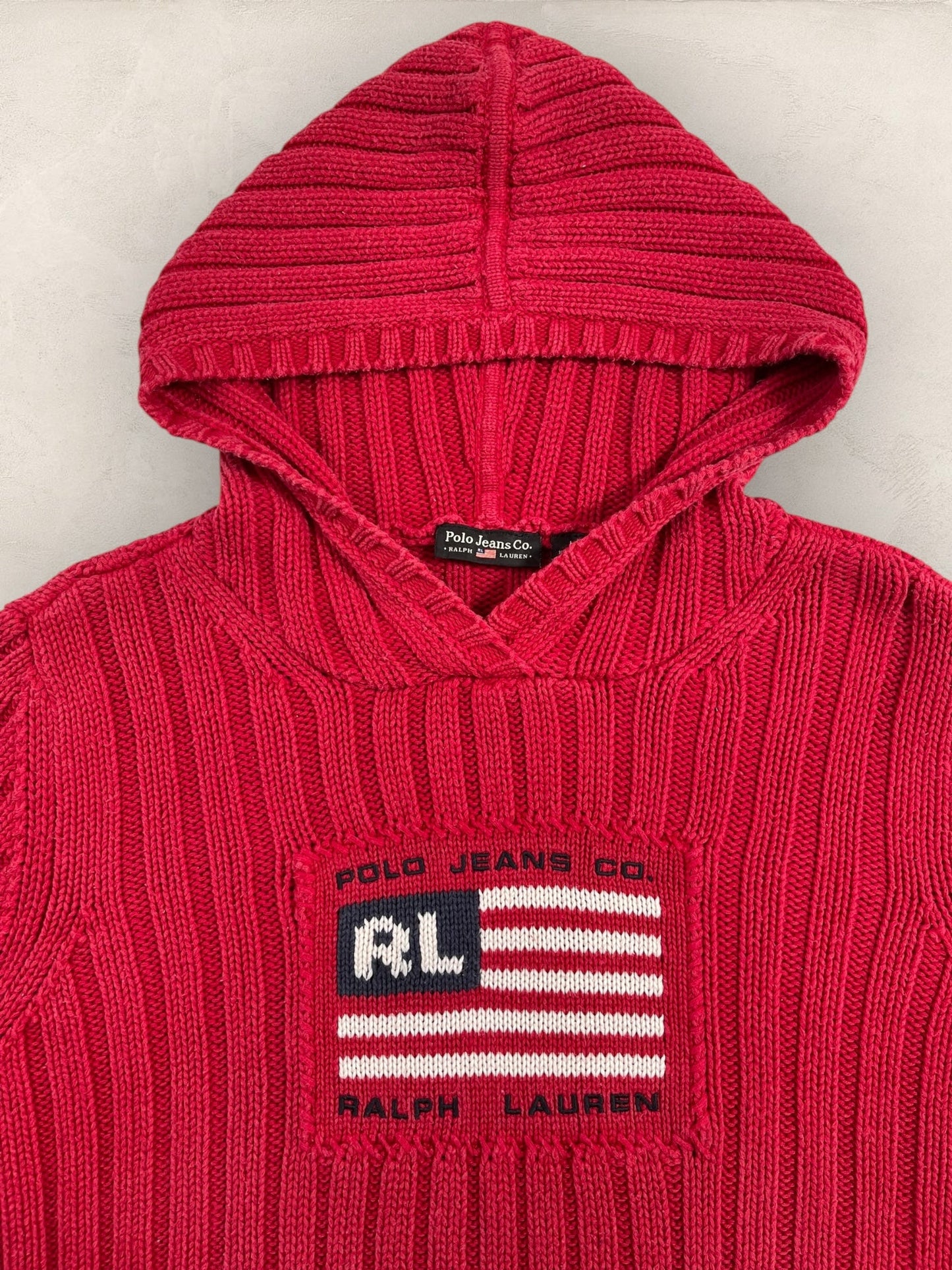 Sweat à capuche Ralph Lauren Flag/Drapeau américain ref: 2584 - ROUGE - L - amifrip - Friperie en ligne et vêtements vintage