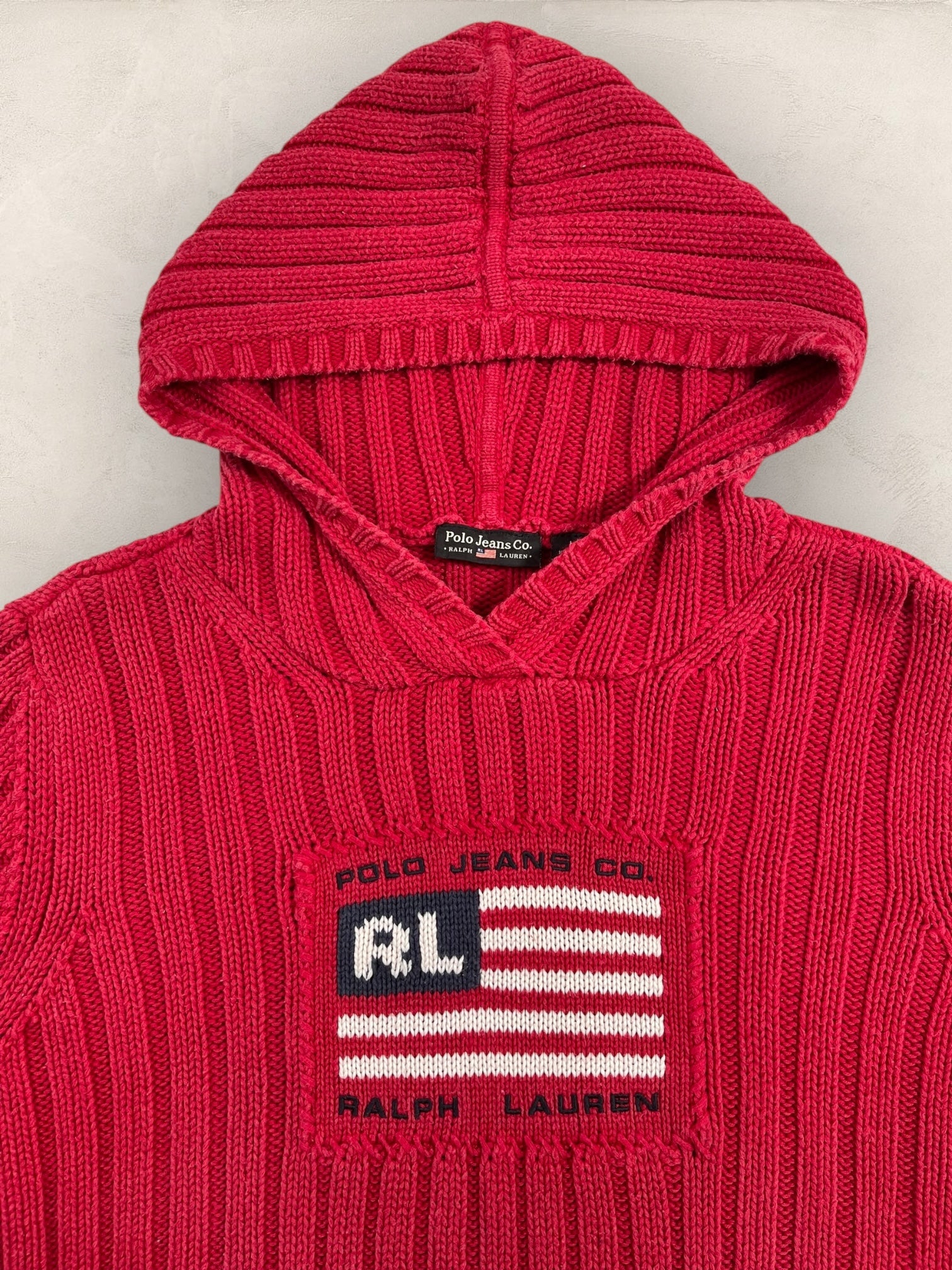 Sweat à capuche Ralph Lauren Flag/Drapeau américain ref: 2584 - ROUGE - L - amifrip - Friperie en ligne et vêtements vintage
