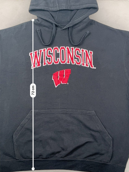 Sweat à capuche « Wisconsin » Sport - Team #2270 - NOIR - XL - amifrip - Friperie en ligne et vêtements vintage