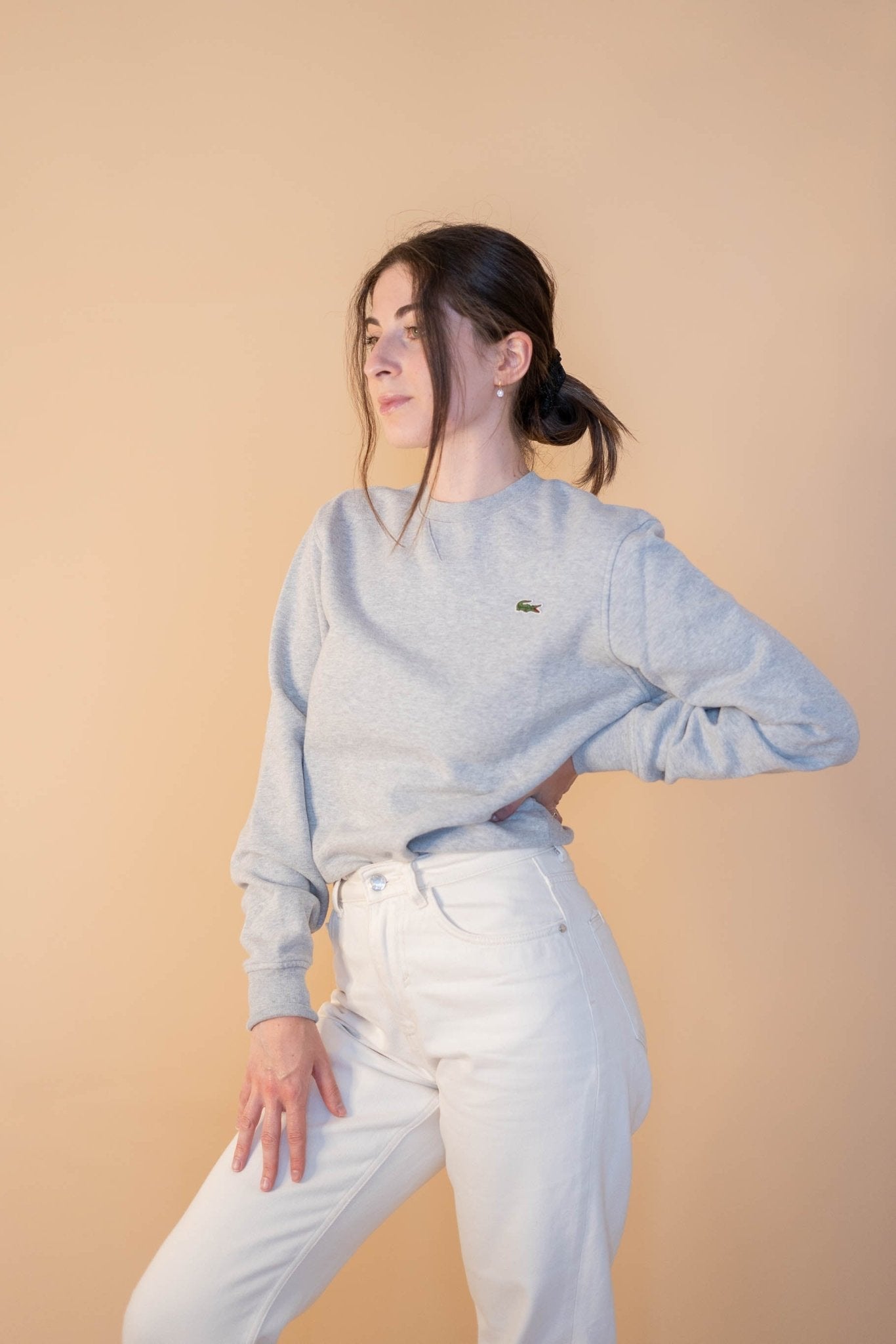 Sweat Lacoste Femme 556 - GRIS - XS - amifrip - Friperie en ligne et vêtements vintage