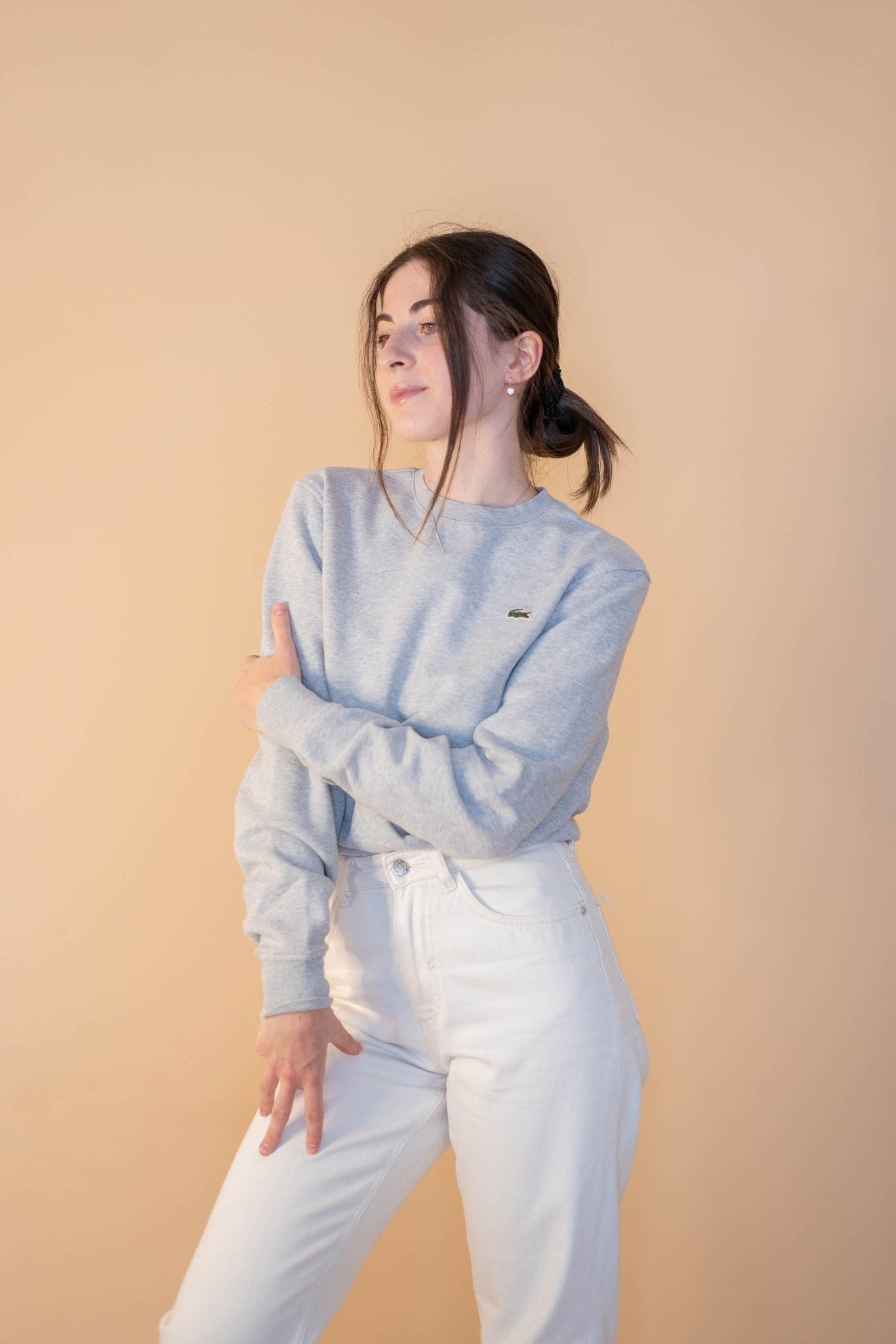 Sweat Lacoste Femme 556 - GRIS - XS - amifrip - Friperie en ligne et vêtements vintage