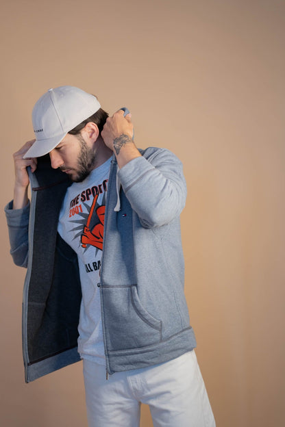 Sweat Zippé Tommy Hilfiger Homme 869 - XL - GRIS - amifrip - Friperie en ligne et vêtements vintage