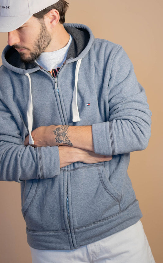 Sweat Zippé Tommy Hilfiger Homme 869 - XL - GRIS - amifrip - Friperie en ligne et vêtements vintage
