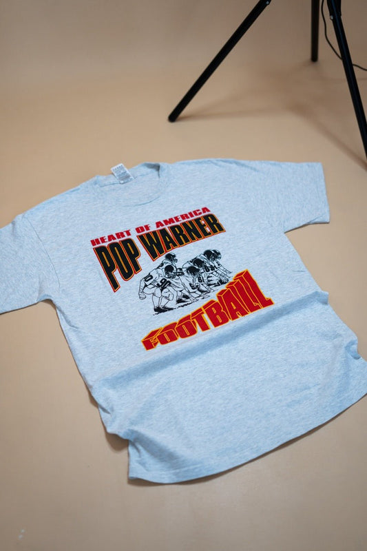 T-Shirt "Heart of America Pop Warner" FootBall - GRIS - Coton - amifrip - Friperie en ligne et vêtements vintage