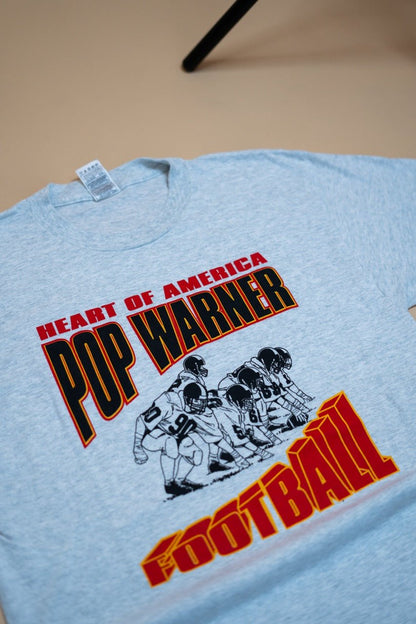 T-Shirt "Heart of America Pop Warner" FootBall - GRIS - Coton - amifrip - Friperie en ligne et vêtements vintage