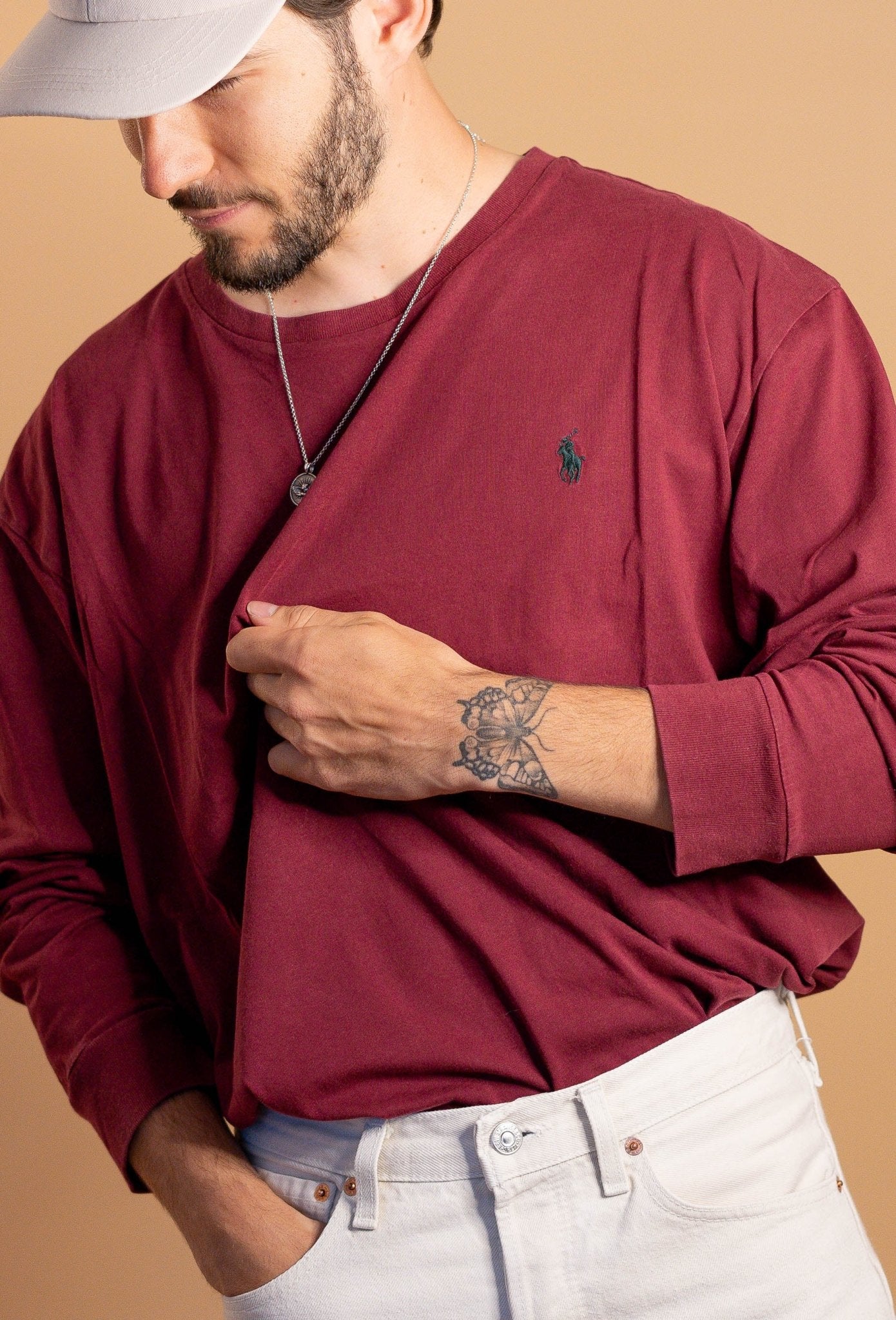 T-shirt Manches Longues Ralph Lauren Homme 365 - BORDEAUX - 2XL - amifrip - Friperie en ligne et vêtements vintage