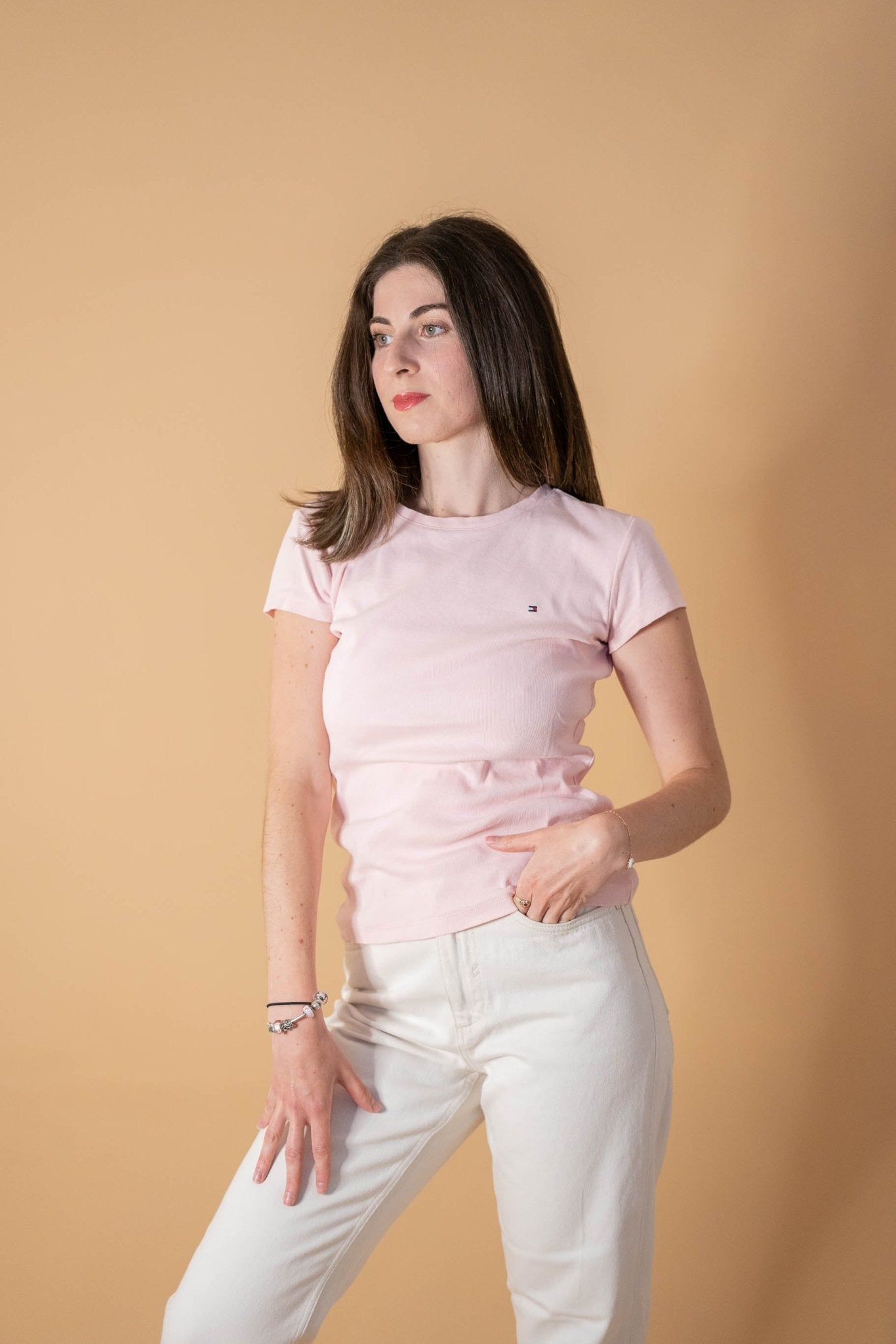 T-shirt Tommy Hilfiger Femme 956 - ROSE - S - amifrip - Friperie en ligne et vêtements vintage